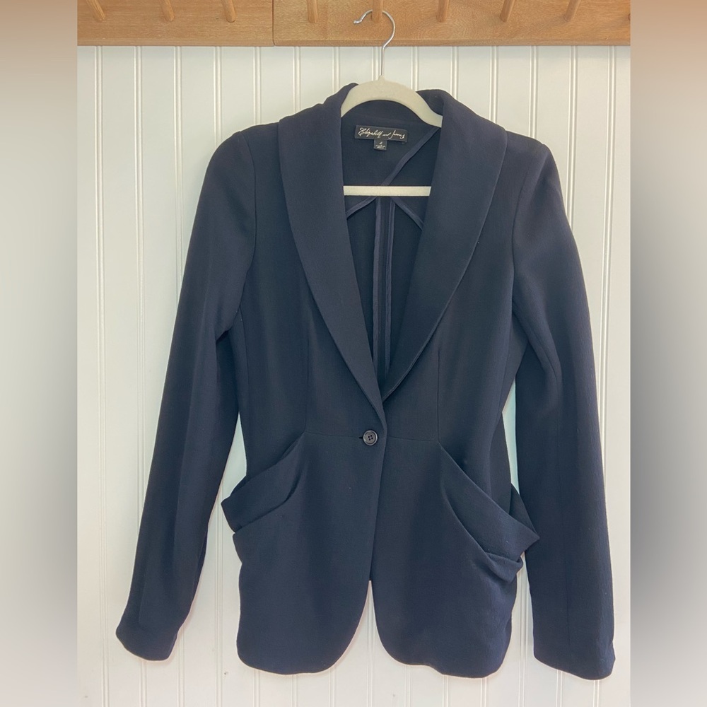 Elizabeth & James Dark Navy Wool Blend Blazer Jacket Academia Career Women’s 4